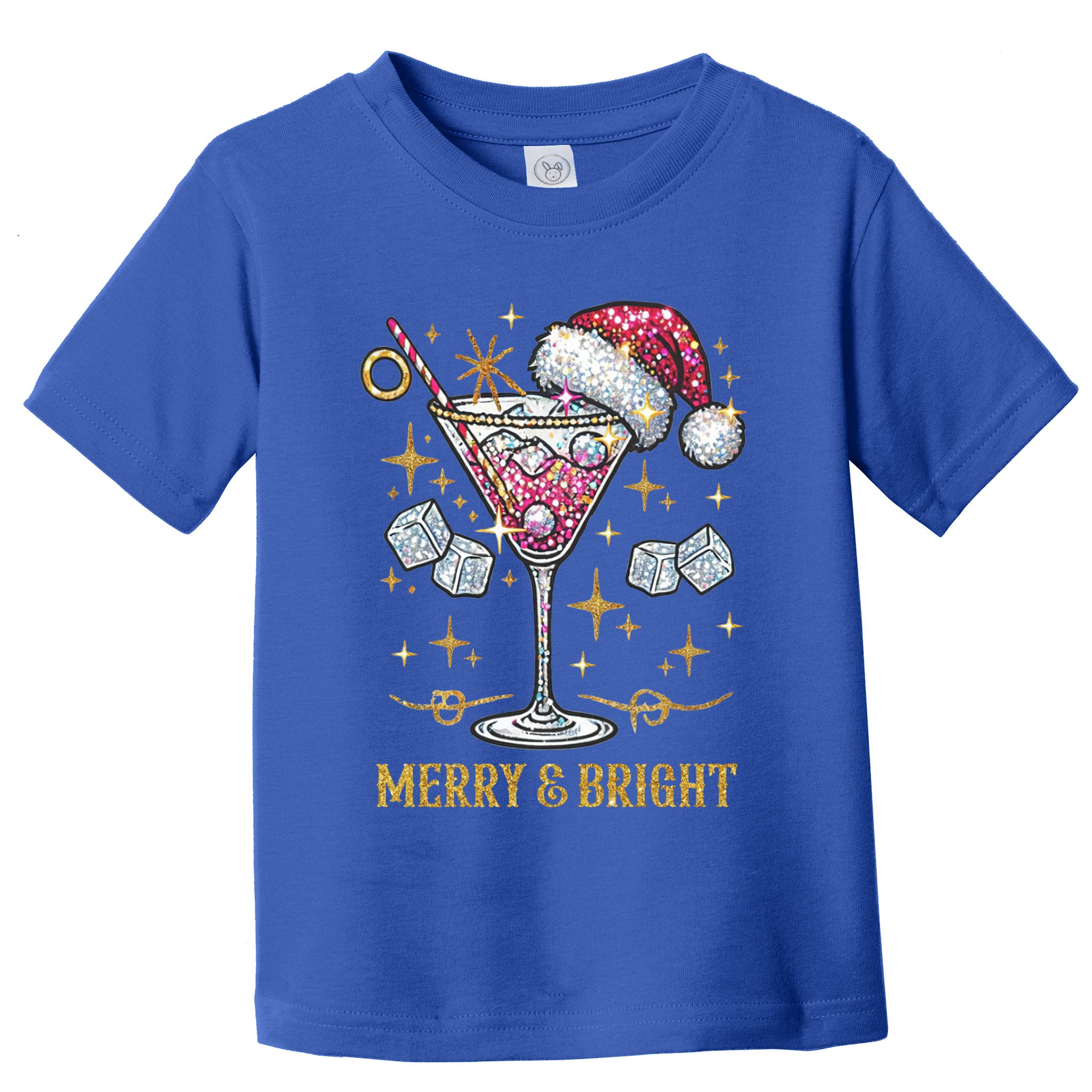 Merry And Bright Christmas Martini Cocktail Santa Hat Xmas Gift Toddler T-Shirt