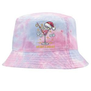 Merry And Bright Christmas Martini Cocktail Santa Hat Xmas Gift Tie-Dyed Bucket Hat