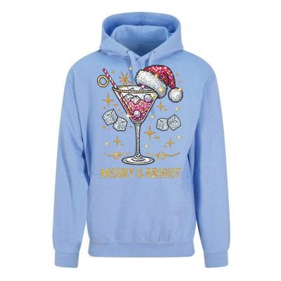 Merry And Bright Christmas Martini Cocktail Santa Hat Xmas Gift Unisex Surf Hoodie