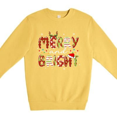 Merry And Bright Christmas Xmas Lights Family Pajama Holiday Cool Gift Premium Crewneck Sweatshirt