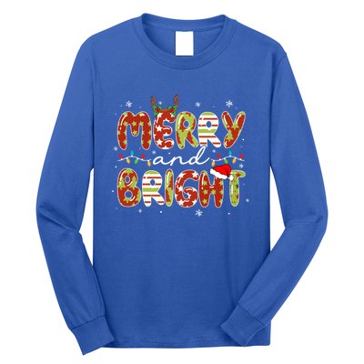 Merry And Bright Christmas Xmas Lights Family Pajama Holiday Cool Gift Long Sleeve Shirt