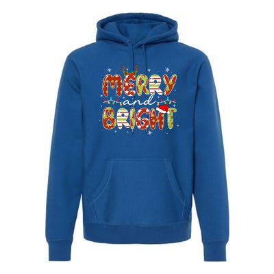 Merry And Bright Christmas Xmas Lights Family Pajama Holiday Cool Gift Premium Hoodie