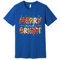 Merry And Bright Christmas Xmas Lights Family Pajama Holiday Cool Gift Premium T-Shirt