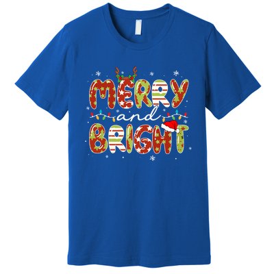 Merry And Bright Christmas Xmas Lights Family Pajama Holiday Cool Gift Premium T-Shirt