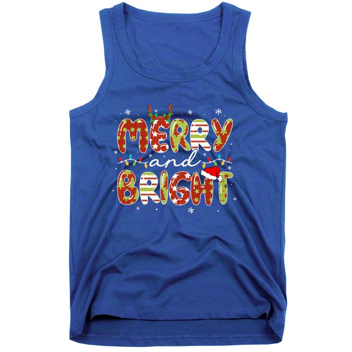 Merry And Bright Christmas Xmas Lights Family Pajama Holiday Cool Gift Tank Top