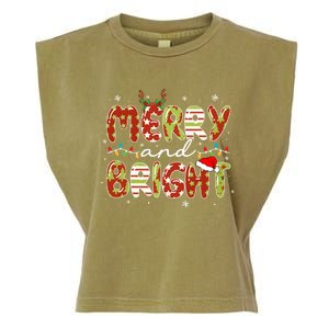 Merry And Bright Christmas Xmas Lights Family Pajama Holiday Cool Gift Garment-Dyed Women's Muscle Tee