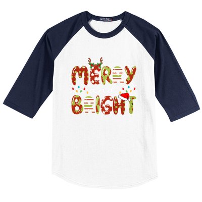 Merry And Bright Christmas Xmas Lights Family Pajama Holiday Cool Gift Baseball Sleeve Shirt