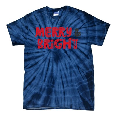 Merry And Bright Christmas Pajama Tie-Dye T-Shirt