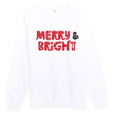 Merry And Bright Christmas Pajama Premium Crewneck Sweatshirt