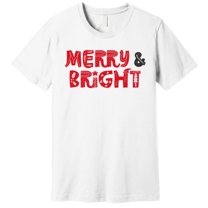 Merry And Bright Christmas Pajama Premium T-Shirt