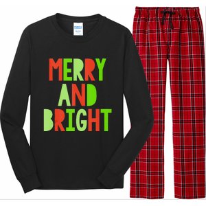 Merry And Bright Christmas Red And Green Family Matching Tank Top Long Sleeve Pajama Set