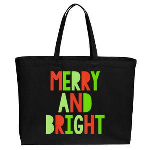 Merry And Bright Christmas Red And Green Family Matching Tank Top Cotton Canvas Jumbo Tote