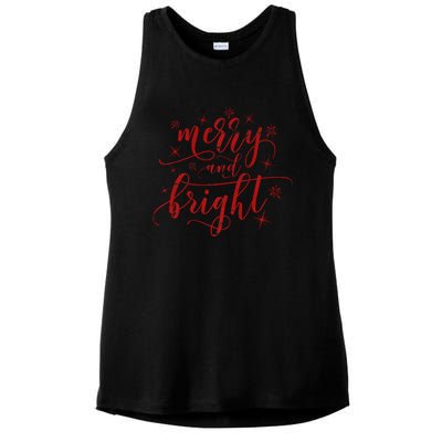 Merry And Bright Christmas Red Premium Ladies PosiCharge Tri-Blend Wicking Tank