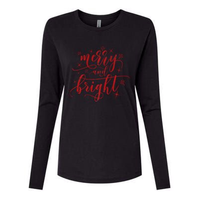 Merry And Bright Christmas Red Premium Womens Cotton Relaxed Long Sleeve T-Shirt