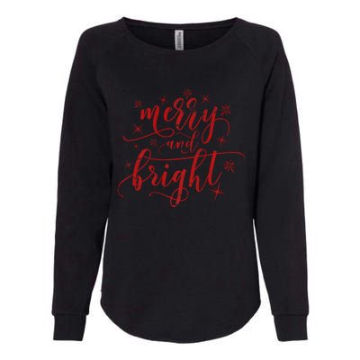 Merry And Bright Christmas Red Premium Womens California Wash Sweatshirt