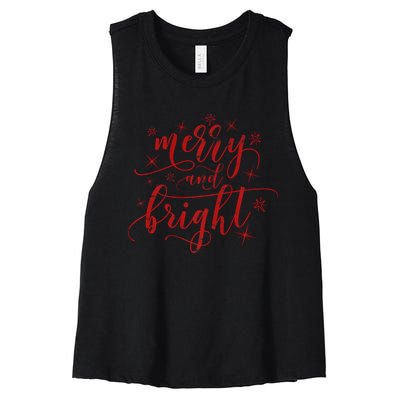 Merry And Bright Christmas Red Premium Women's Racerback Cropped Tank