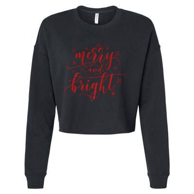 Merry And Bright Christmas Red Premium Cropped Pullover Crew