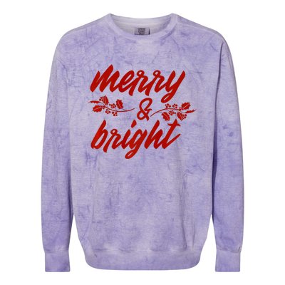 Merry And Bright Christmas Season With Holly Twigs Colorblast Crewneck Sweatshirt