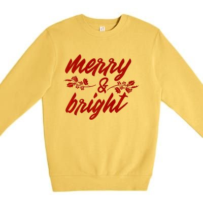 Merry And Bright Christmas Season With Holly Twigs Premium Crewneck Sweatshirt