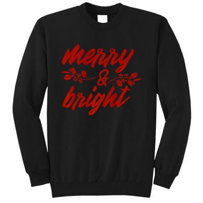 Merry And Bright Christmas Season With Holly Twigs Sweatshirt