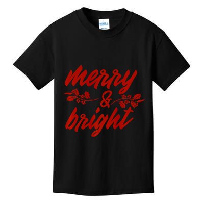 Merry And Bright Christmas Season With Holly Twigs Kids T-Shirt