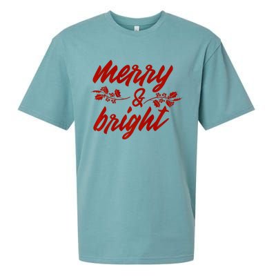 Merry And Bright Christmas Season With Holly Twigs Sueded Cloud Jersey T-Shirt