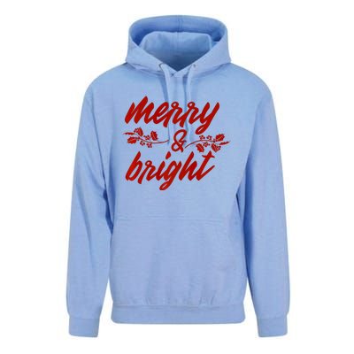 Merry And Bright Christmas Season With Holly Twigs Unisex Surf Hoodie