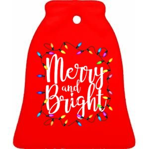 Merry And Bright Ceramic Bell Ornament