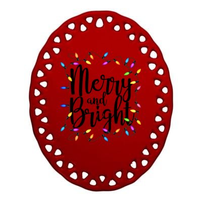 Merry And Bright Ceramic Oval Ornament