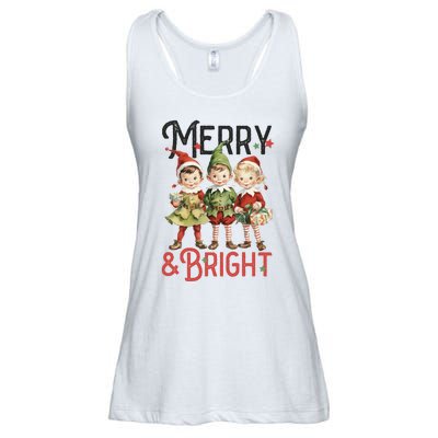 Merry And Bright Vintage Christmas Ladies Essential Flowy Tank