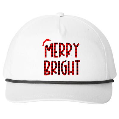 Merry And Bright Buffalo Plaid Red Santa Hat Christmas Xmas Snapback Five-Panel Rope Hat