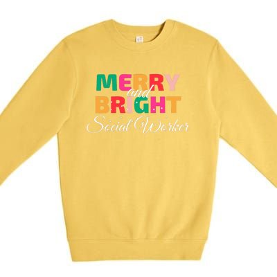 Merry And Bright Christmas Social Worker Premium Crewneck Sweatshirt