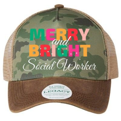 Merry And Bright Christmas Social Worker Legacy Tie Dye Trucker Hat