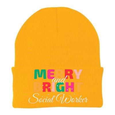 Merry And Bright Christmas Social Worker Knit Cap Winter Beanie