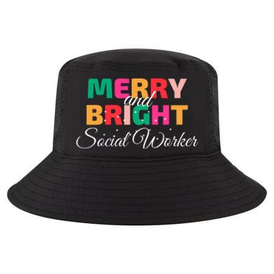 Merry And Bright Christmas Social Worker Cool Comfort Performance Bucket Hat