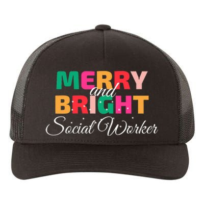 Merry And Bright Christmas Social Worker Yupoong Adult 5-Panel Trucker Hat