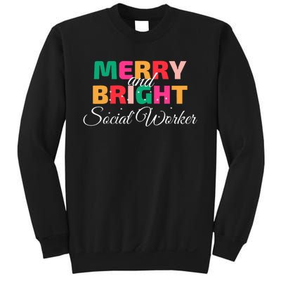 Merry And Bright Christmas Social Worker Sweatshirt