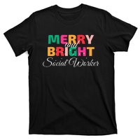 Merry And Bright Christmas Social Worker T-Shirt