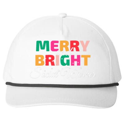 Merry And Bright Christmas Social Worker Snapback Five-Panel Rope Hat