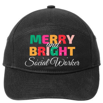 Merry And Bright Christmas Social Worker 7-Panel Snapback Hat