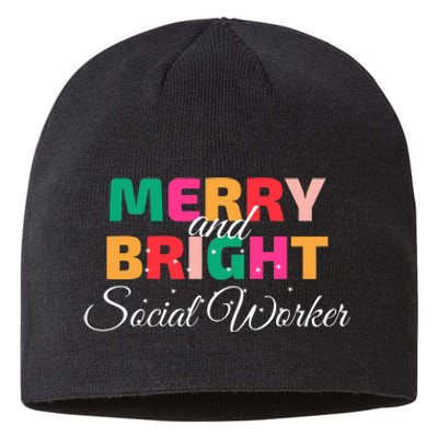 Merry And Bright Christmas Social Worker Sustainable Beanie