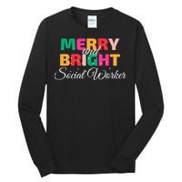 Merry And Bright Christmas Social Worker Tall Long Sleeve T-Shirt