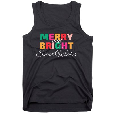 Merry And Bright Christmas Social Worker Tank Top