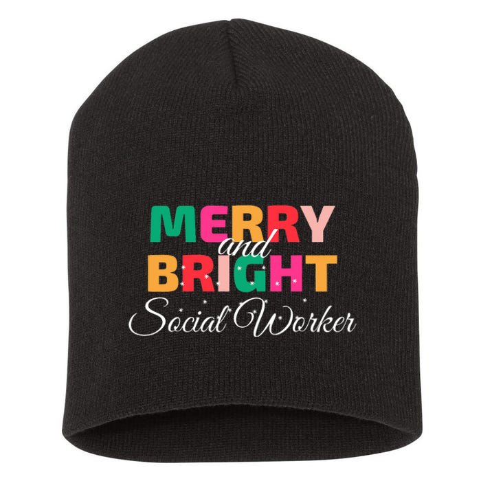 Merry And Bright Christmas Social Worker Short Acrylic Beanie