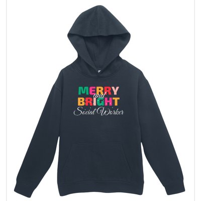 Merry And Bright Christmas Social Worker Urban Pullover Hoodie