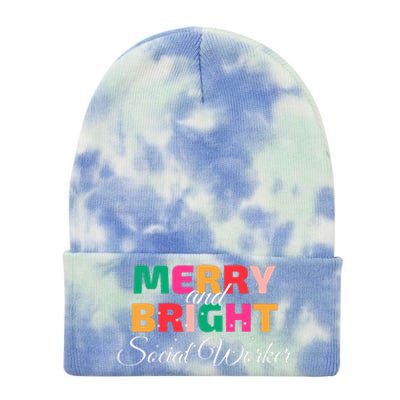 Merry And Bright Christmas Social Worker Tie Dye 12in Knit Beanie