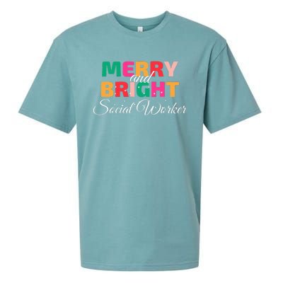 Merry And Bright Christmas Social Worker Sueded Cloud Jersey T-Shirt