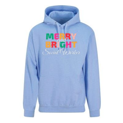 Merry And Bright Christmas Social Worker Unisex Surf Hoodie