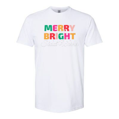 Merry And Bright Christmas Social Worker Softstyle CVC T-Shirt