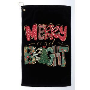 Merry And Bright Snowflakes Family Christmas Xmas Wear Gift Platinum Collection Golf Towel